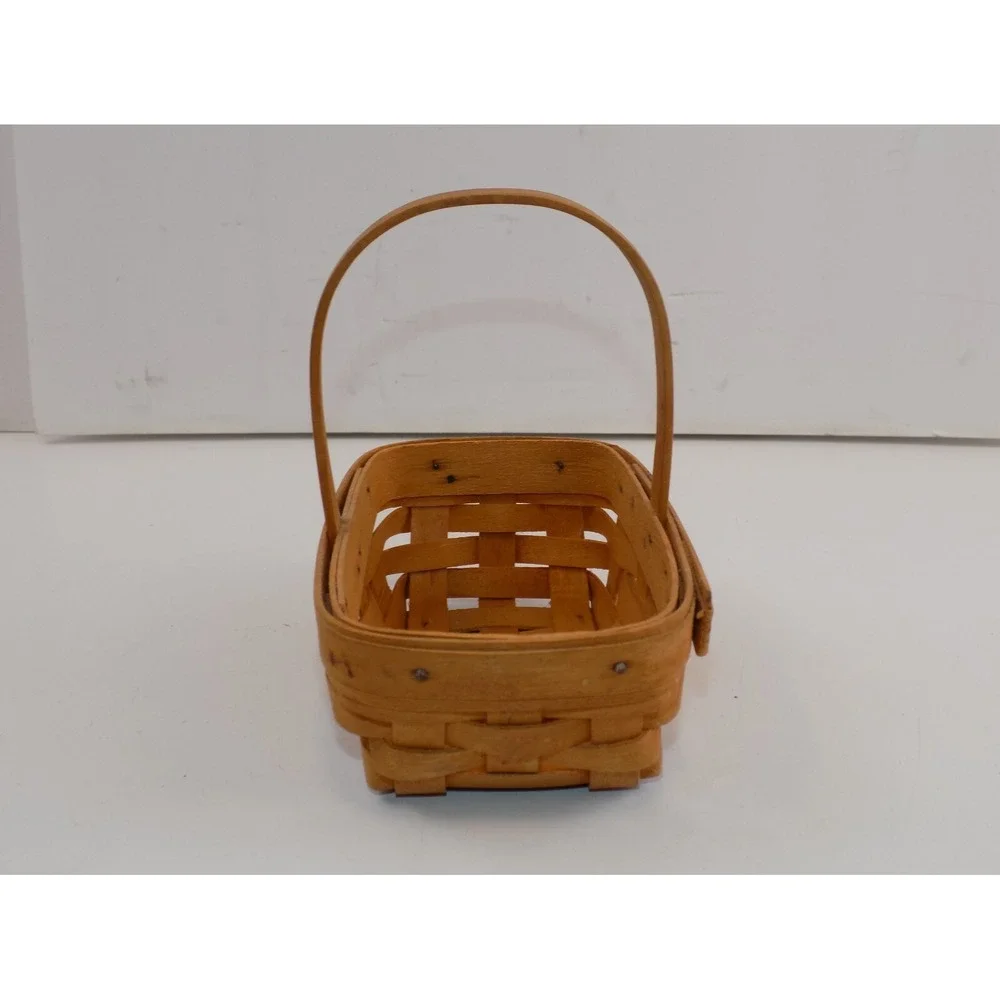 Parsley Booking Basket Woven Small Rectangle w/ Handle 1999 Longaberger Vintage